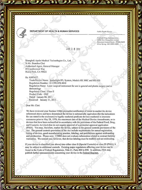 Системы обработки Ipl - FDA