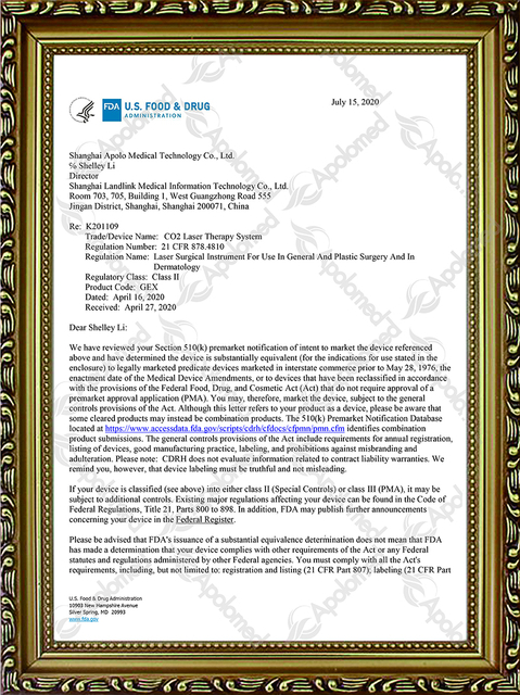 Система лазерной терапии Co2, FDA США